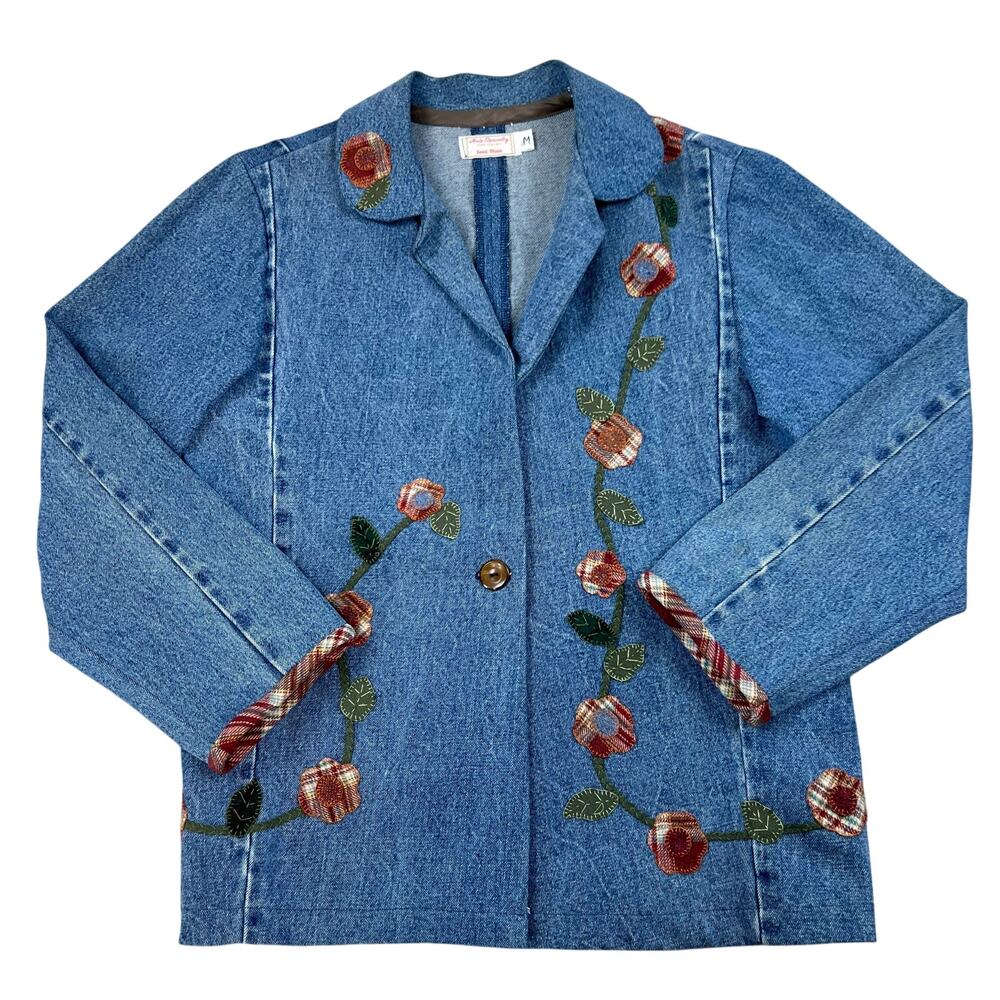 Vintage Stitched Patchwork Floral Button Front Co… - image 1
